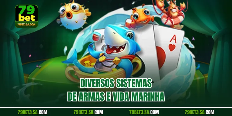 Diversos sistemas de armas e vida marinha