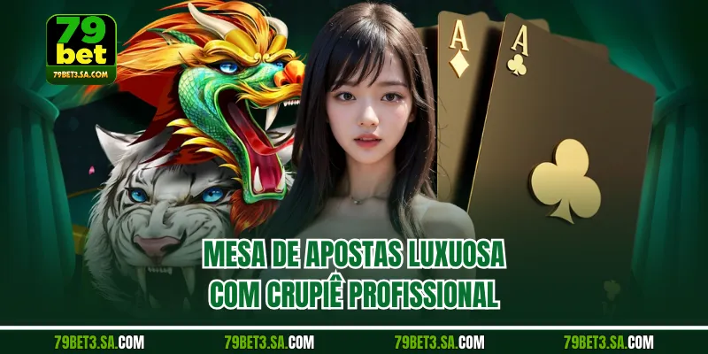 Mesa de apostas luxuosa com crupiê profissional